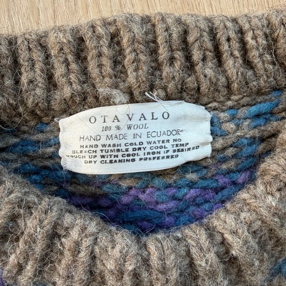 Wool Purple Multicolor Patterned Sweater Large - Picture 6 of 9